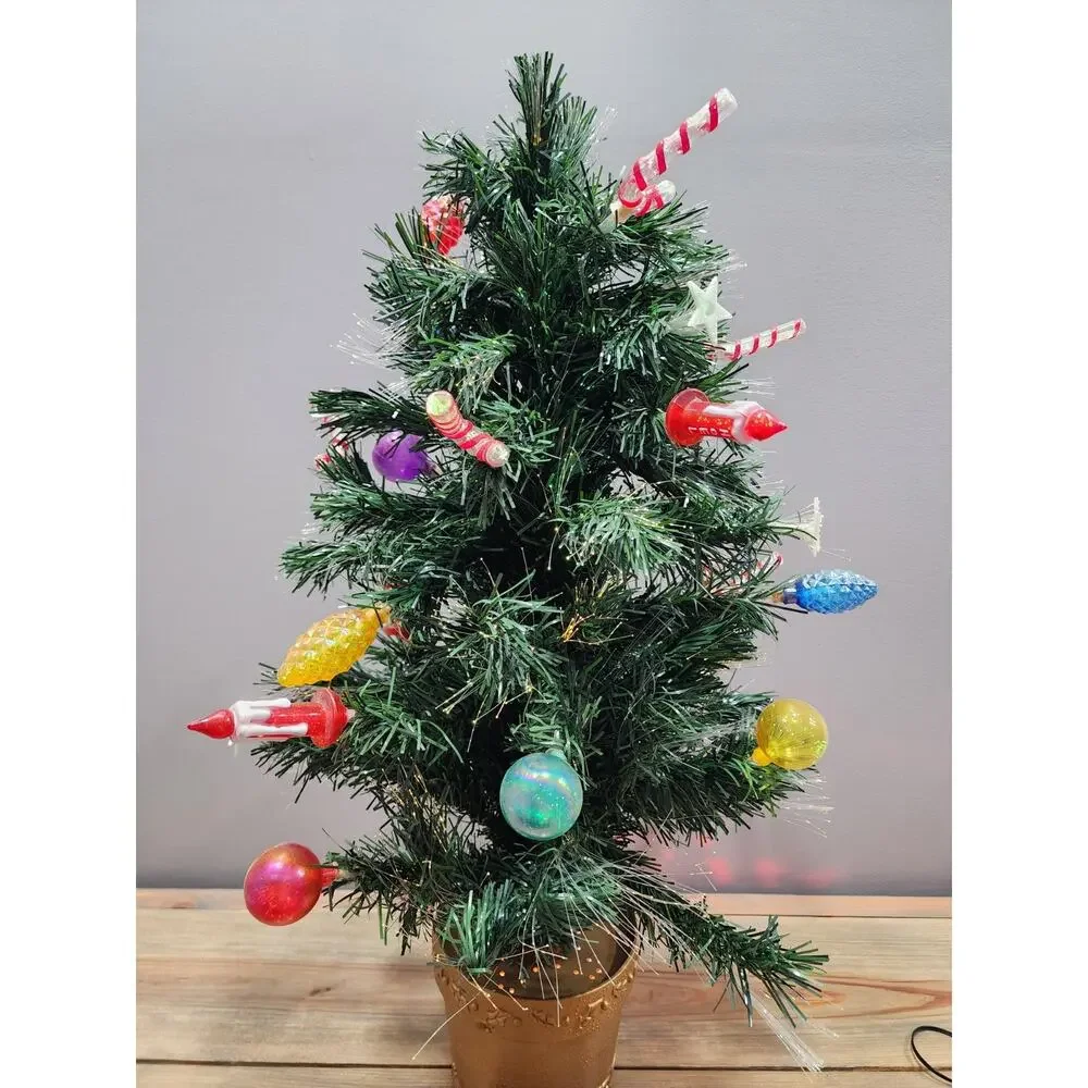 Vintage Fiber Optic Christmas Tree 30” Indoor Table Top